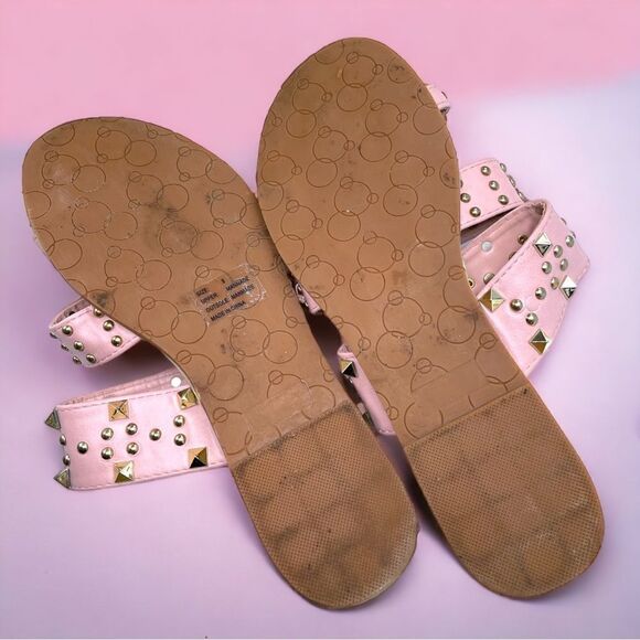 Pink Sandals l Gold-Studded l Slide on l Flats l Size 8 l EUC - Picture 5 of 9